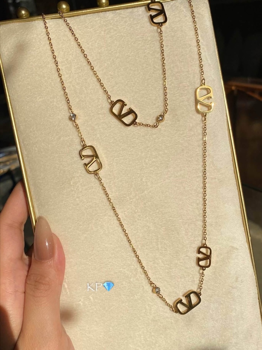 Gold Link Logo Station Necklace - Women Jewelry